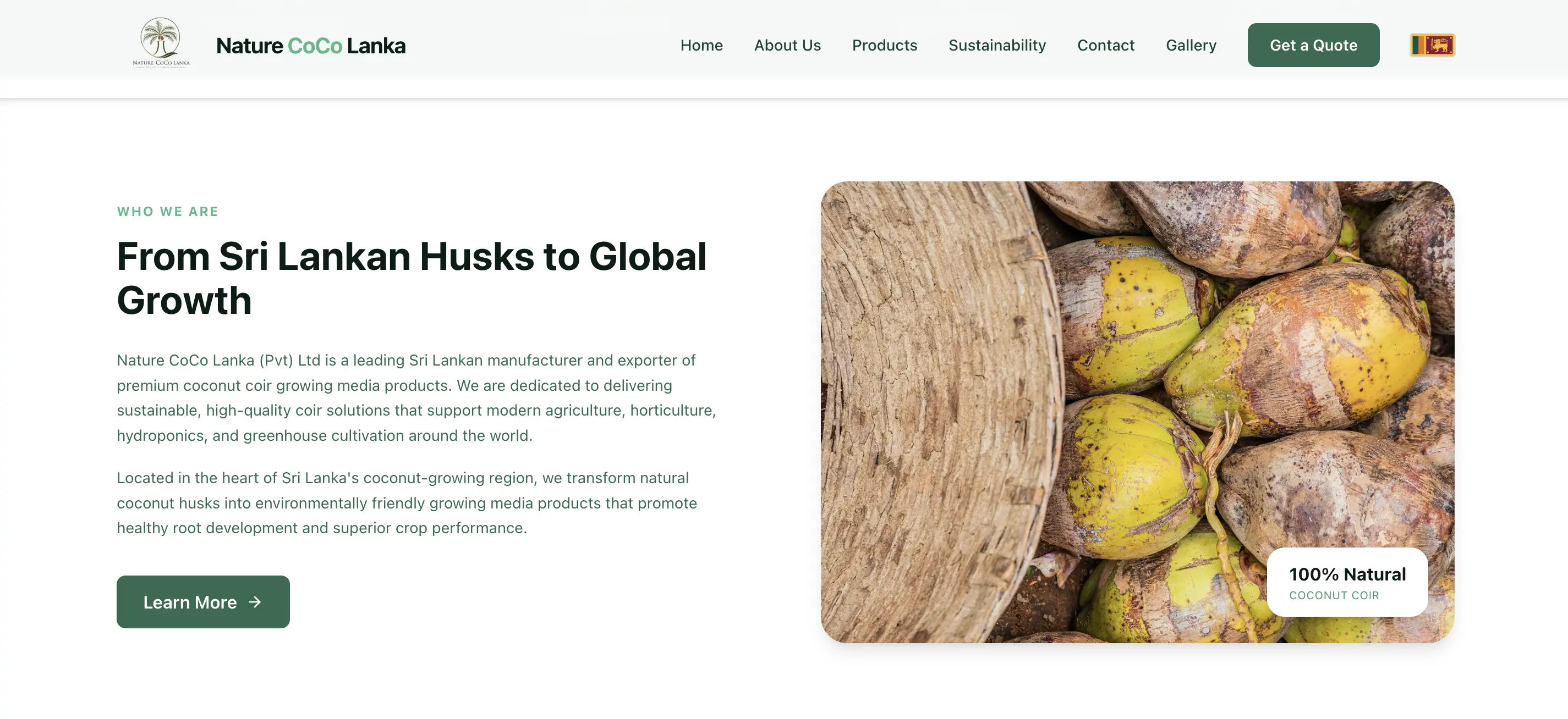 Nature CoCo Lanka website screenshot